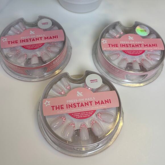 Olive & June The Instant Mani Press On Nail White Pink French Animal Print - Picture 1 of 3